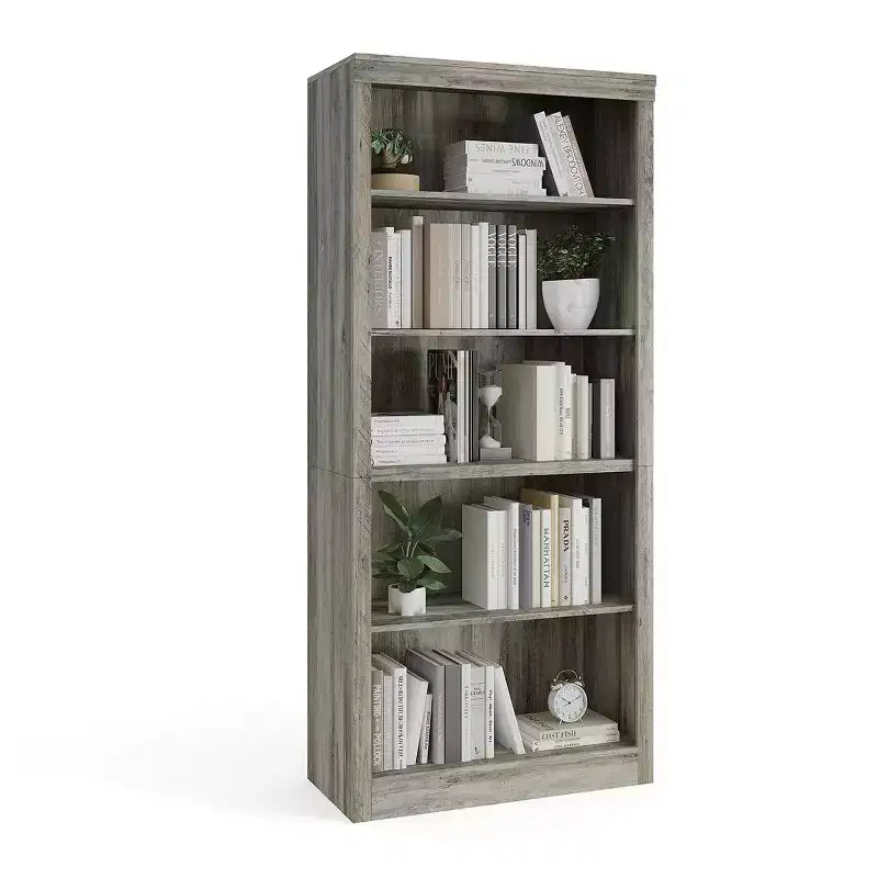 Libreria aperta a 5 ripiani marrone, alta 180 cm, da terra, montaggio da 1 persona