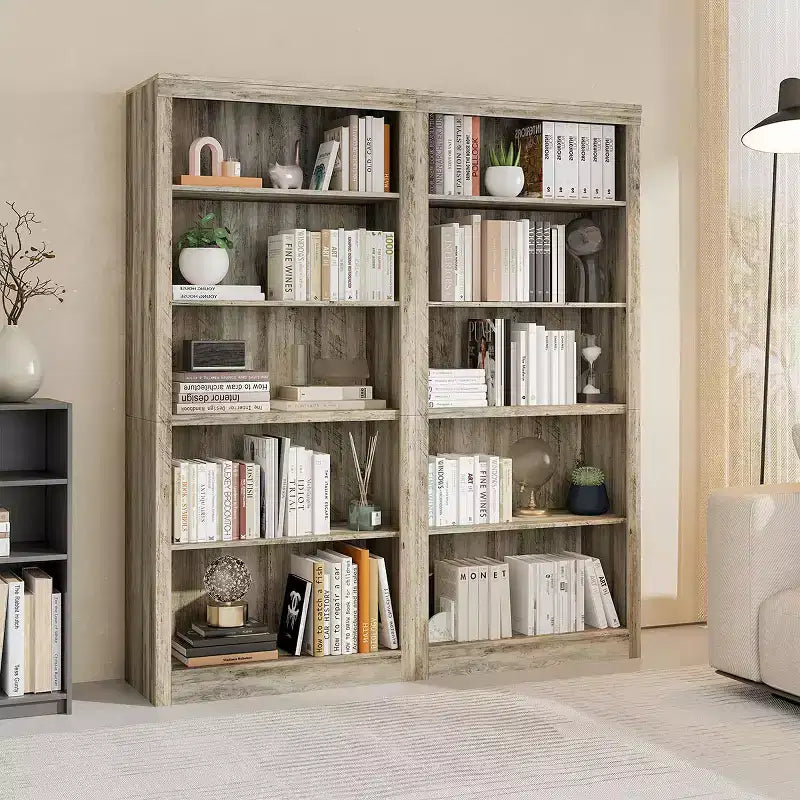 Libreria aperta a 5 ripiani marrone, alta 180 cm, da terra, montaggio da 1 persona
