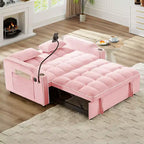 Divano Letto Estraibile in Velluto, Nero/Marrone/Rosa, 2 Posti