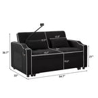 Divano Letto Estraibile in Velluto, Nero/Marrone/Rosa, 2 Posti