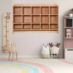 Mensola organizer in legno marrone da parete con scarpiera e ganci – Fino a 10 bambini
