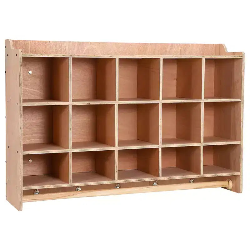 Mensola organizer in legno marrone da parete con scarpiera e ganci – Fino a 10 bambini