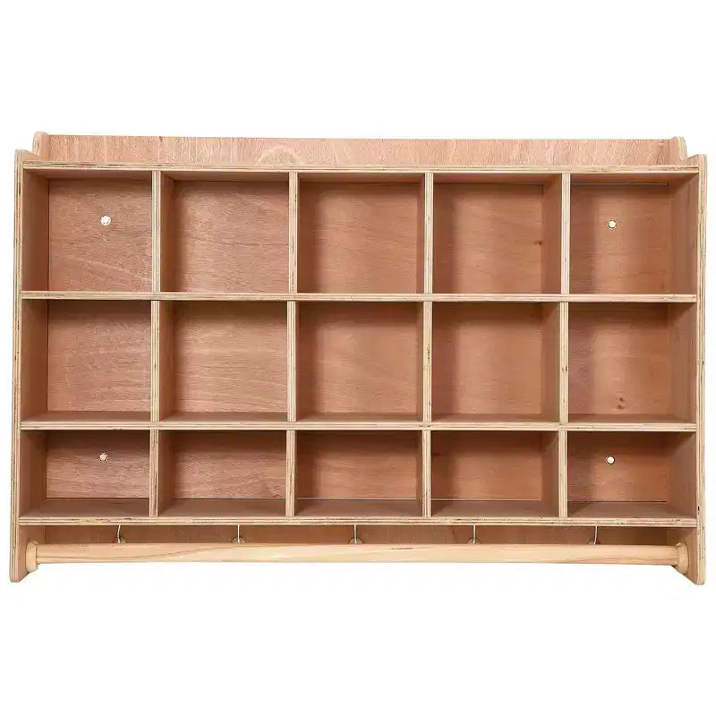 Mensola organizer in legno marrone da parete con scarpiera e ganci – Fino a 10 bambini