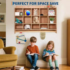 Mensola organizer in legno marrone da parete con scarpiera e ganci – Fino a 10 bambini