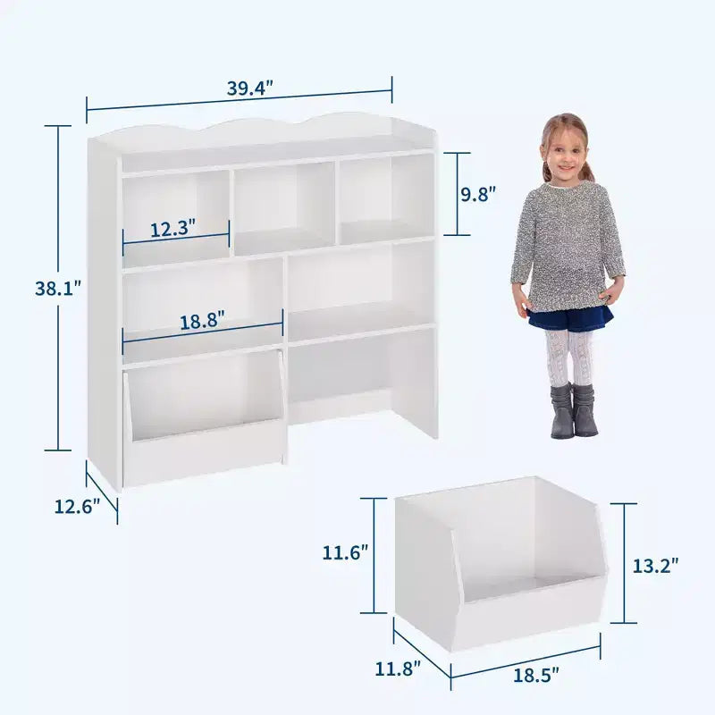 Mobiletto per bambini con cassetti su ruote, legno naturale/bianco, scaffale organizzatore