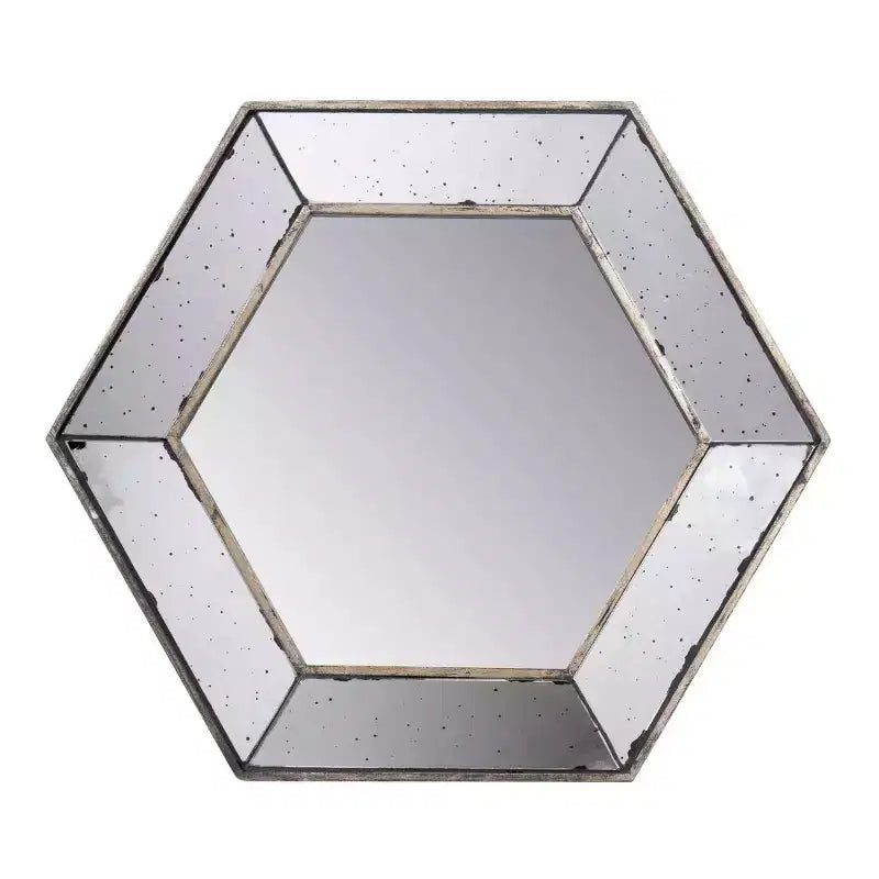 MAYEERTY 21 x 18 Hexagon Wall Mirror with Silver Finish, Home Decor Mirror for Living Room, Entryway, Bedroom