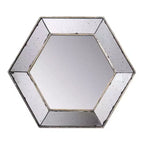 MAYEERTY 21 x 18 Hexagon Wall Mirror with Silver Finish, Home Decor Mirror for Living Room, Entryway, Bedroom