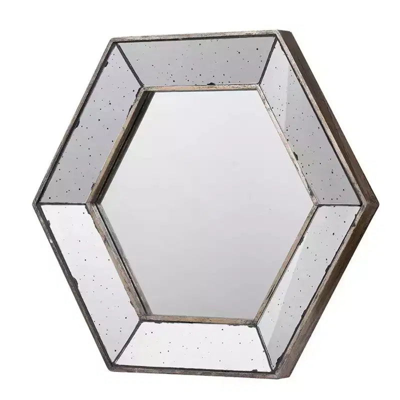 Specchio da parete esagonale argento, singolo, 21" x 18,6"