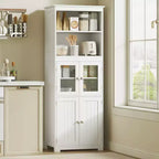 Dispensa autoportante da cucina bianca con credenza, a 4 ante, utente singolo