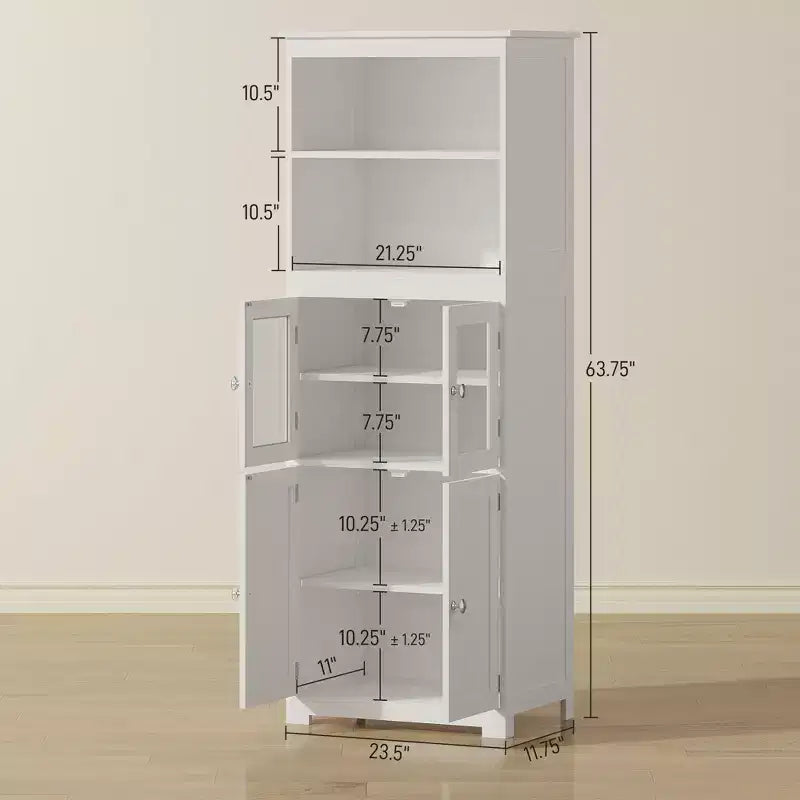 Dispensa autoportante da cucina bianca con credenza, a 4 ante, utente singolo