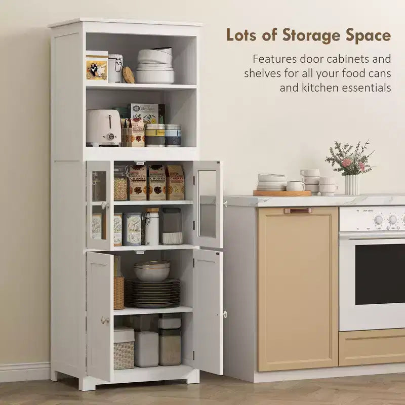 Dispensa autoportante da cucina bianca con credenza, a 4 ante, utente singolo