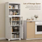 Dispensa autoportante da cucina bianca con credenza, a 4 ante, utente singolo