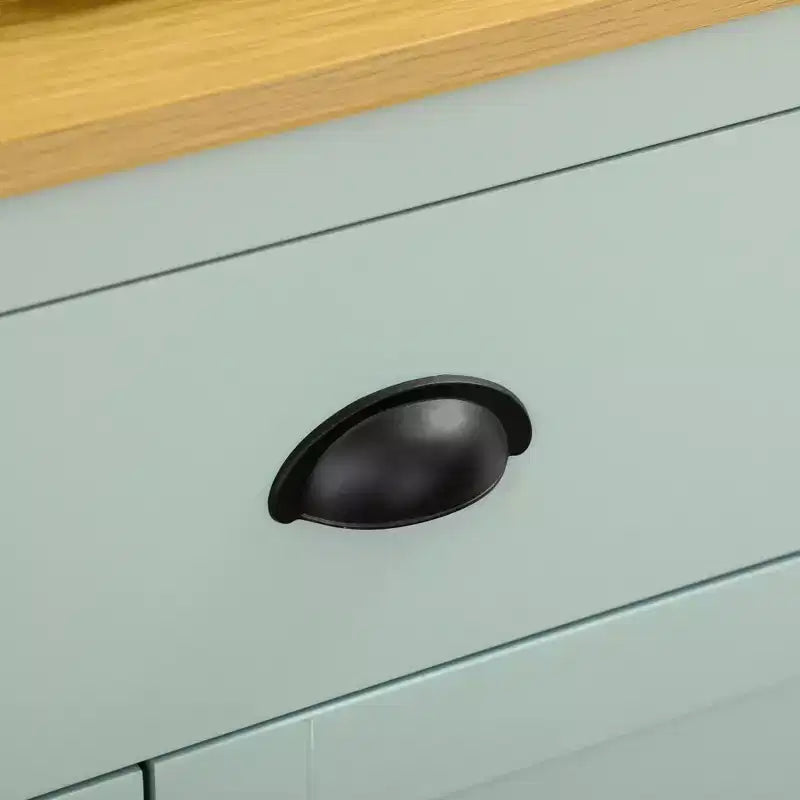 Dispensa da Cucina Autoportante Azzurra e in Legno Naturale con Cassetti e Ripiani Regolabili, 1 Pezzo