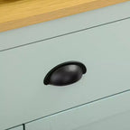 Dispensa da Cucina Autoportante Azzurra e in Legno Naturale con Cassetti e Ripiani Regolabili, 1 Pezzo
