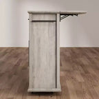 Carrello/Isola da Cucina Pieghevole Grigio con Ruote, 2 Ante in Vetro, 2 Cassetti, Portasciugamani