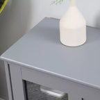 Credenza Madia Grigia con Anta Scorrevole in Vetro e Ripiano Regolabile