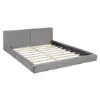 Letto a piattaforma Queen imbottito in velluto beige/grigio, non necessita di rete a molle