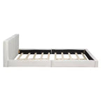 Letto a piattaforma Queen imbottito in velluto beige/grigio, non necessita di rete a molle