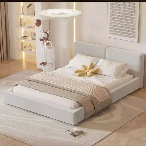 Whisen Queen Size Velvet Platform Bed with Upholstered Grounded Bed with Solid Frame, Easy Assembly
