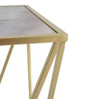 Tavolino geometrico dorato, quadrato, singolo