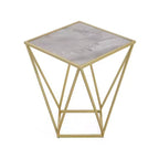Tavolino geometrico dorato, quadrato, singolo