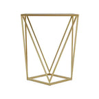 Tavolino geometrico dorato, quadrato, singolo