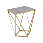 Tavolino geometrico dorato, quadrato, singolo