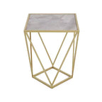 Tavolino geometrico dorato, quadrato, singolo