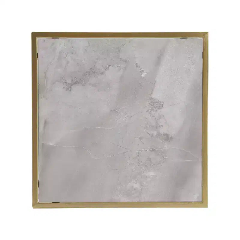 Tavolino geometrico dorato, quadrato, singolo