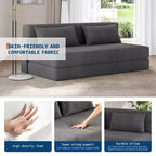 Divano Letto Pieghevole 4-in-1 in Velluto a Coste Grigio Scuro, 2 Posti