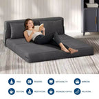 Divano Letto Pieghevole 4-in-1 in Velluto a Coste Grigio Scuro, 2 Posti