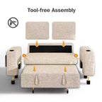 Divano letto trasformabile 3-in-1 in ciniglia e velluto a coste beige/grigio/verde, 2 posti