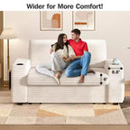 Divano letto trasformabile 3-in-1 in ciniglia e velluto a coste beige/grigio/verde, 2 posti