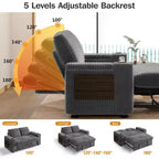 Divano letto trasformabile 3-in-1 in ciniglia e velluto a coste beige/grigio/verde, 2 posti