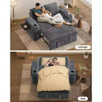 Divano letto trasformabile 3-in-1 in ciniglia e velluto a coste beige/grigio/verde, 2 posti