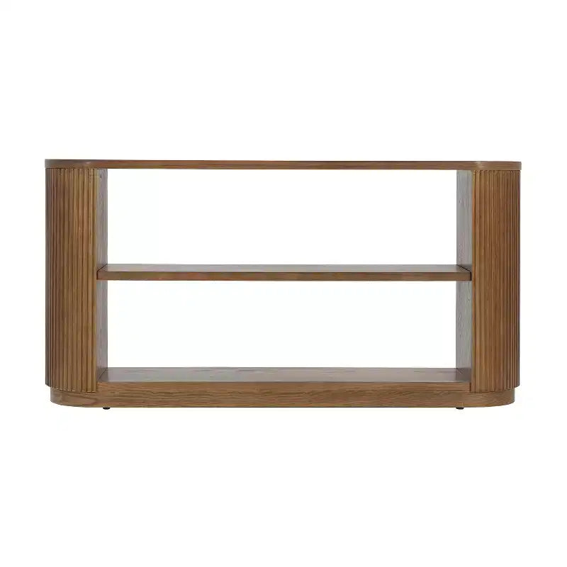 Tavolo Console Ovale Stretto Nero / Marrone / Naturale, Tavolo d'Appoggio per Ingresso Monouso