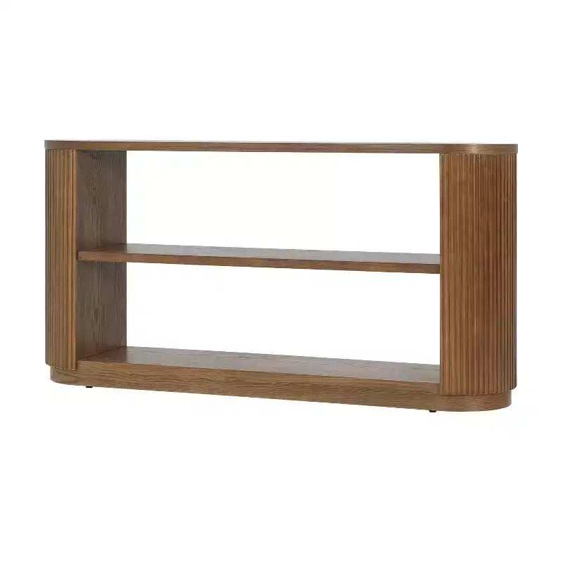 Tavolo Console Ovale Stretto Nero / Marrone / Naturale, Tavolo d'Appoggio per Ingresso Monouso