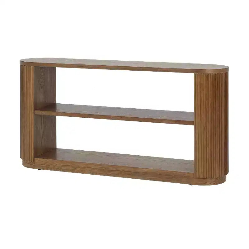 Tavolo Console Ovale Stretto Nero / Marrone / Naturale, Tavolo d'Appoggio per Ingresso Monouso