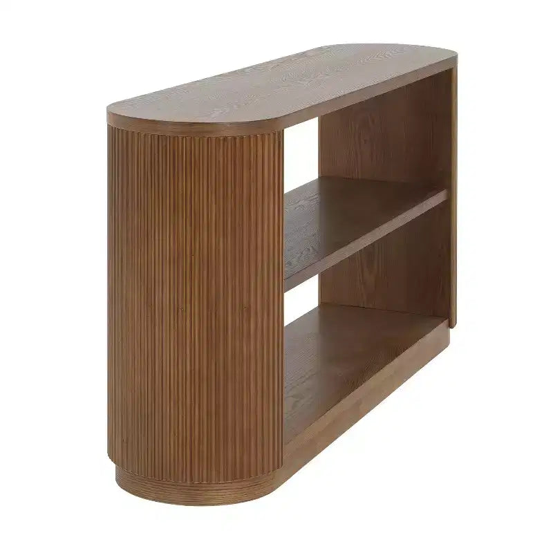 Tavolo Console Ovale Stretto Nero / Marrone / Naturale, Tavolo d'Appoggio per Ingresso Monouso