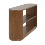 Tavolo Console Ovale Stretto Nero / Marrone / Naturale, Tavolo d'Appoggio per Ingresso Monouso