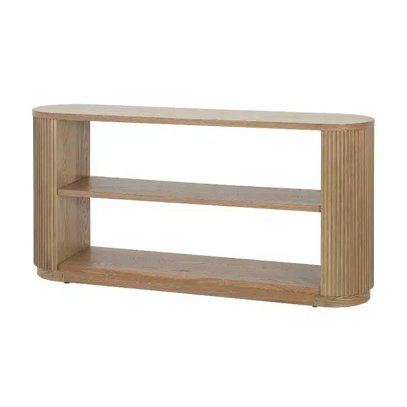 Tavolo Console Ovale Stretto Nero / Marrone / Naturale, Tavolo d'Appoggio per Ingresso Monouso