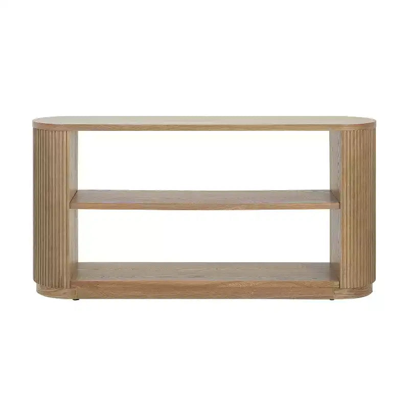 Tavolo Console Ovale Stretto Nero / Marrone / Naturale, Tavolo d'Appoggio per Ingresso Monouso