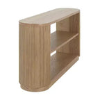 Tavolo Console Ovale Stretto Nero / Marrone / Naturale, Tavolo d'Appoggio per Ingresso Monouso