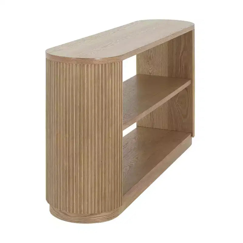 Tavolo Console Ovale Stretto Nero / Marrone / Naturale, Tavolo d'Appoggio per Ingresso Monouso