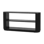 Tavolo Console Ovale Stretto Nero / Marrone / Naturale, Tavolo d'Appoggio per Ingresso Monouso