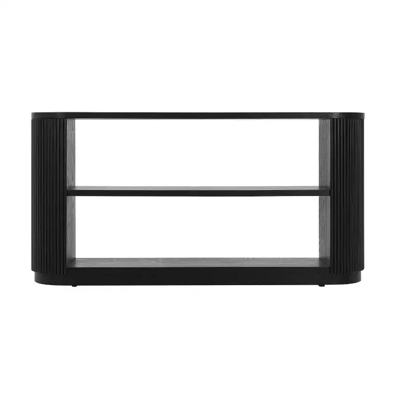 Tavolo Console Ovale Stretto Nero / Marrone / Naturale, Tavolo d'Appoggio per Ingresso Monouso