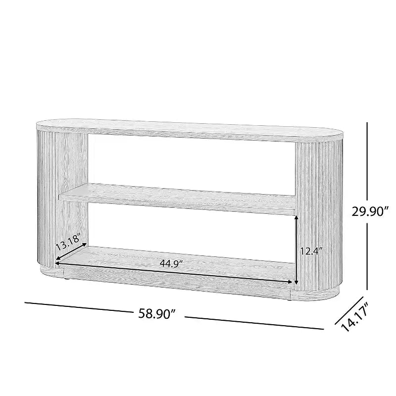 Tavolo Console Ovale Stretto Nero / Marrone / Naturale, Tavolo d'Appoggio per Ingresso Monouso
