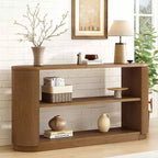 Tavolo Console Ovale Stretto Nero / Marrone / Naturale, Tavolo d'Appoggio per Ingresso Monouso