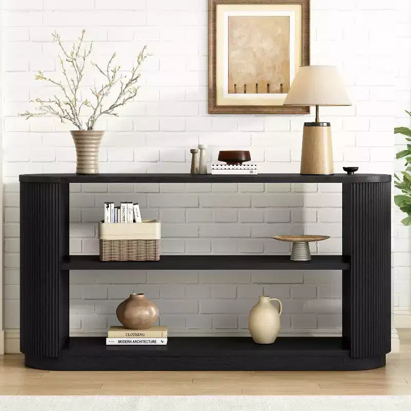 Okak Modern Narrow Console Table with Round Corner Design, Multi-Functional Entryway Table, Accent Table for Entryway, Living Room