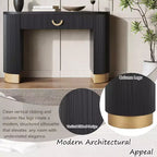 Consolle Nera e Oro con Cassetto | Design a Costine Verticali | 1 Pezzo